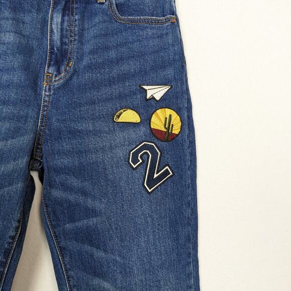 PacSun Punk Blue Los Angeles Patched High Rise Retro Fit Jeans Size 25 - Picture 5 of 11